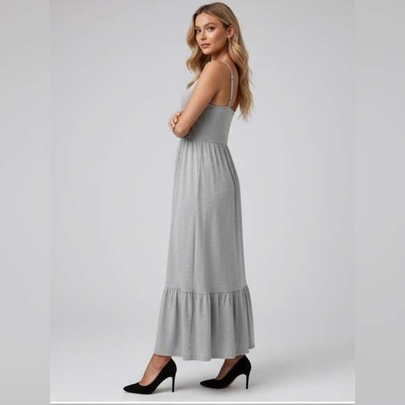 Ruffle Hem Solid Cami Dress Gray - Picture 4 of 9